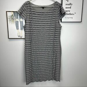 BANANA REPUBLIC STRETCH‎ GREY RUFFLE MIDI DRESS SZ XL
